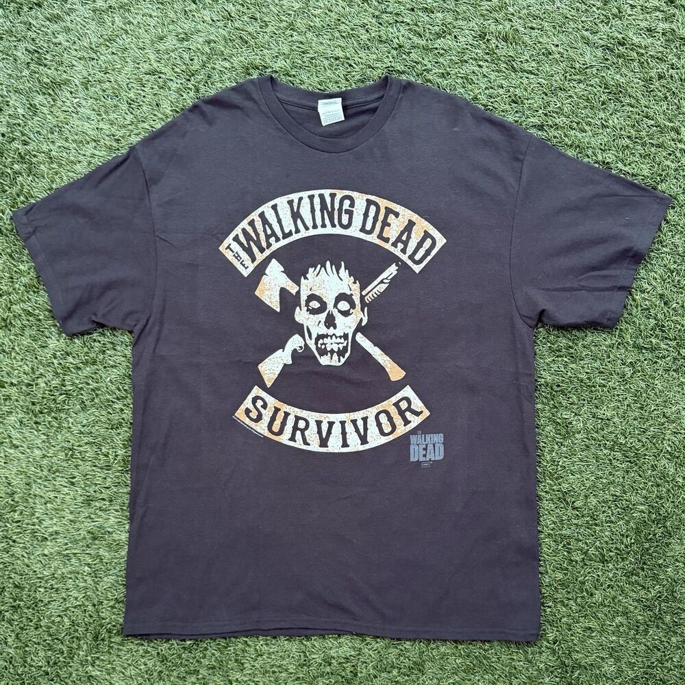 The Walking Dead Survivor Graphic T Shirt XL Black Skull AMC Zombie TV Tee